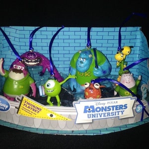 Monsters University Custom Christmas Ornaments 7pc Set Mike Sully Disney New