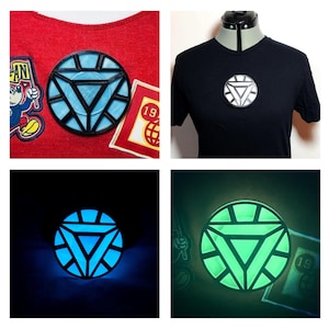 Niestandardowy 3D Iron Man inspirowany magnetycznym łukiem reaktora na klatkę piersiową niebieski świecący w ciemności Avengers superbohater kostium cosplay akcesoria Disneybound