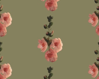 Hollyhocks Wallpaper -Made to Order