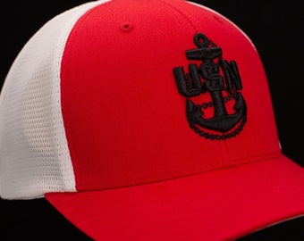 Navy Chief Trucker Hat - Red Hat