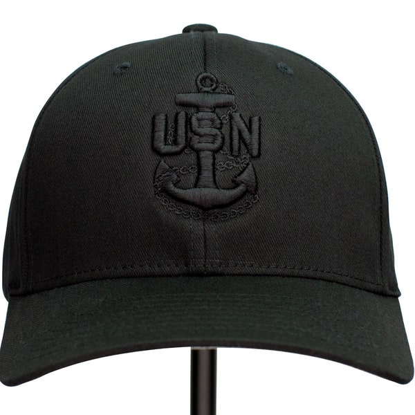 US Navy Chief Hat (Black on Black Hat)