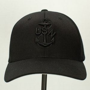 Navy Chief Heritage Anchor (Black on Black Hat)