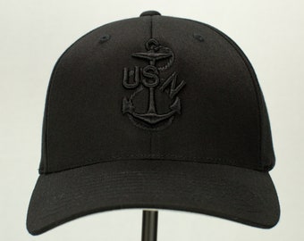 Navy Chief Heritage Anchor (Black on Black Hat)