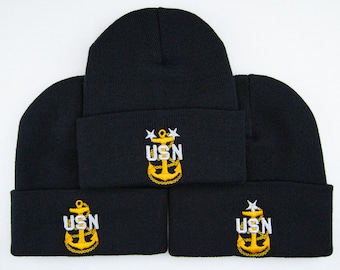 Navy Chief Anchor Heavyweight Cuffed Beanie Knit