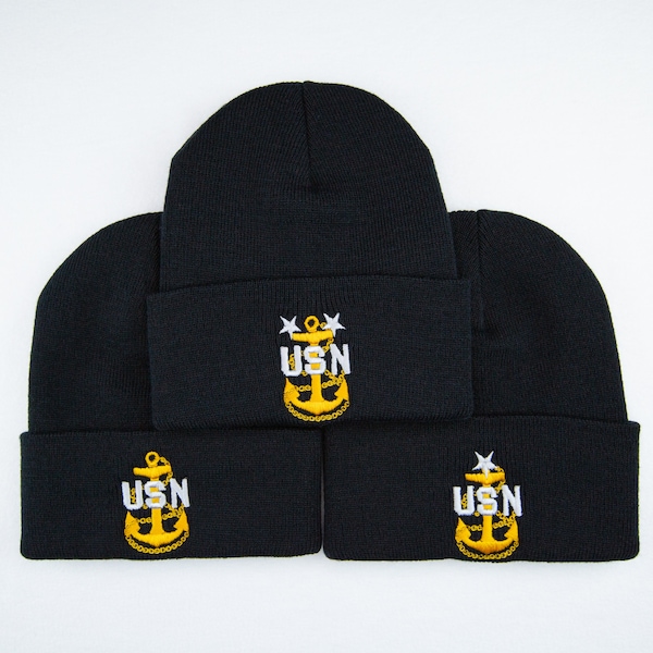 Navy Chief Anchor Heavyweight Cuffed Beanie Knit