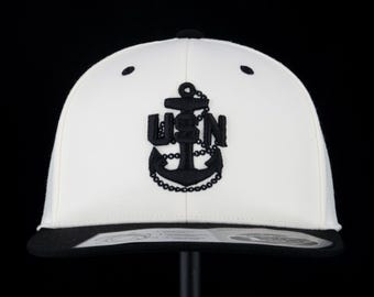 US Navy Chief Hat (Natural w/ Black Brim)
