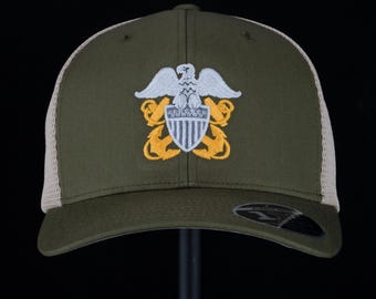 US Navy Officer Ball Cap - Olive Green Trucker