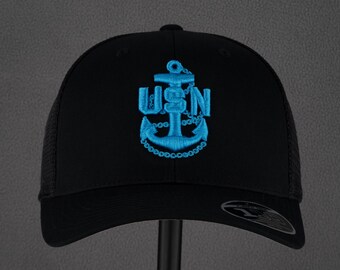 US Navy Chief Hat (Carolina Blue Anchor/ Black Hat)