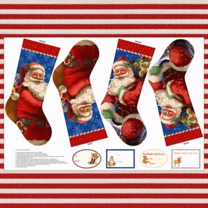 PANEL Stockings! Santa Claus is coming to town DP21694 Elizabeth Brownd-Northcott Fabrics