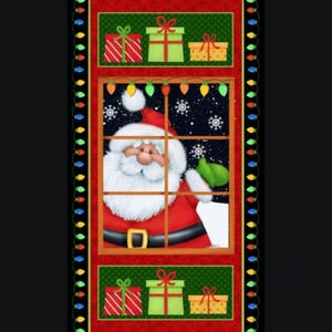 PANEL-Jolly Ole&#39; St. Nick by Shelly Comiskey for Henry Glass & Co Fabrics
