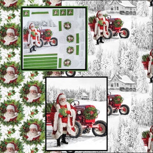 APRON, PANEL, and coordinating fabric- Here comes Santa by Jason Kirk for Northcott