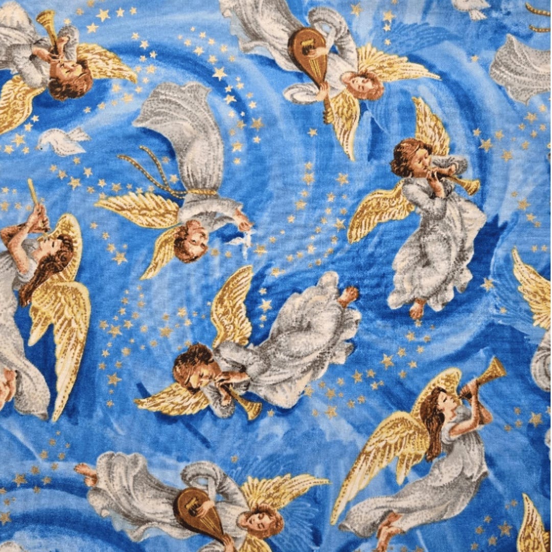 Angel Panel Nativity Quilt Panel: Christmas Angels, Golden Wings & Stars Fabric - Etsy