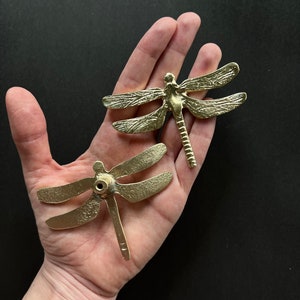 Vintage Retro Brass Dragonfly Gold Color Cabinets Handles, Resin Serving Tray Handles, Hardware
