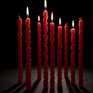 10 Stück Natur Rot Weihnachtliche Twist Kerzenwachskerzen