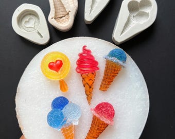 Molde de silicona para helado para resina epoxi, cera, fondan de chocolate, decoración de pasteles y postres de chocolate.