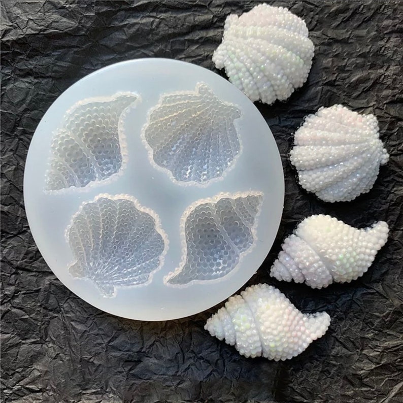 Multi-faceted shell conch silicone mold, seashells resin, cake decorating, chocolate, candy, soap silicone mould image 1