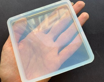 Molde de silicone quadrado brilhante para porta-copos: molde de resina para joias faça você mesmo
