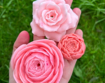 3D Rose/ Peony Flower Silicone Candle/ Resin / Soap/ Concrete Mold, Big Rose Mould