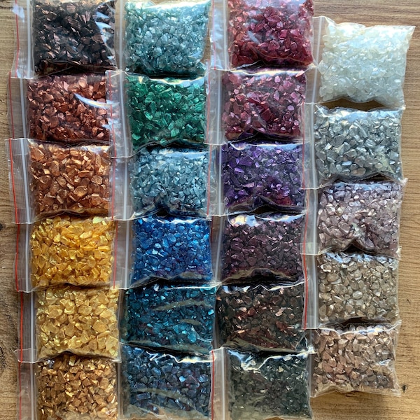 Small Irregular Broken Glass, Metallic Colors Crushed Glass, Glass Chips, Mosaic Glass, Glass for Resin, Resin Art Materials