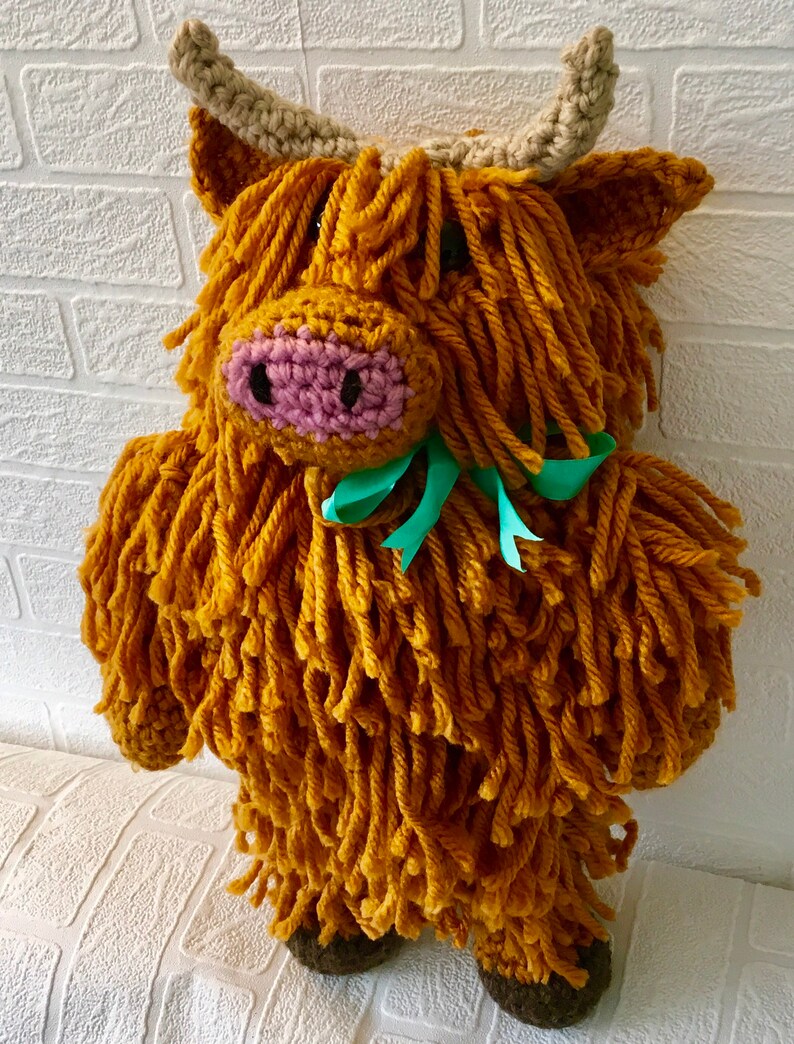 Highland Cow Large Crochet Kit. Includes Pattern Yarn Eyes Etsy