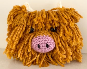 Highland Cow Tea cosy/Handbag crochet pattern