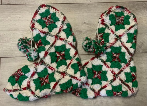 Patrón de crochet de pantuflas y patucos cuadrados de abuela