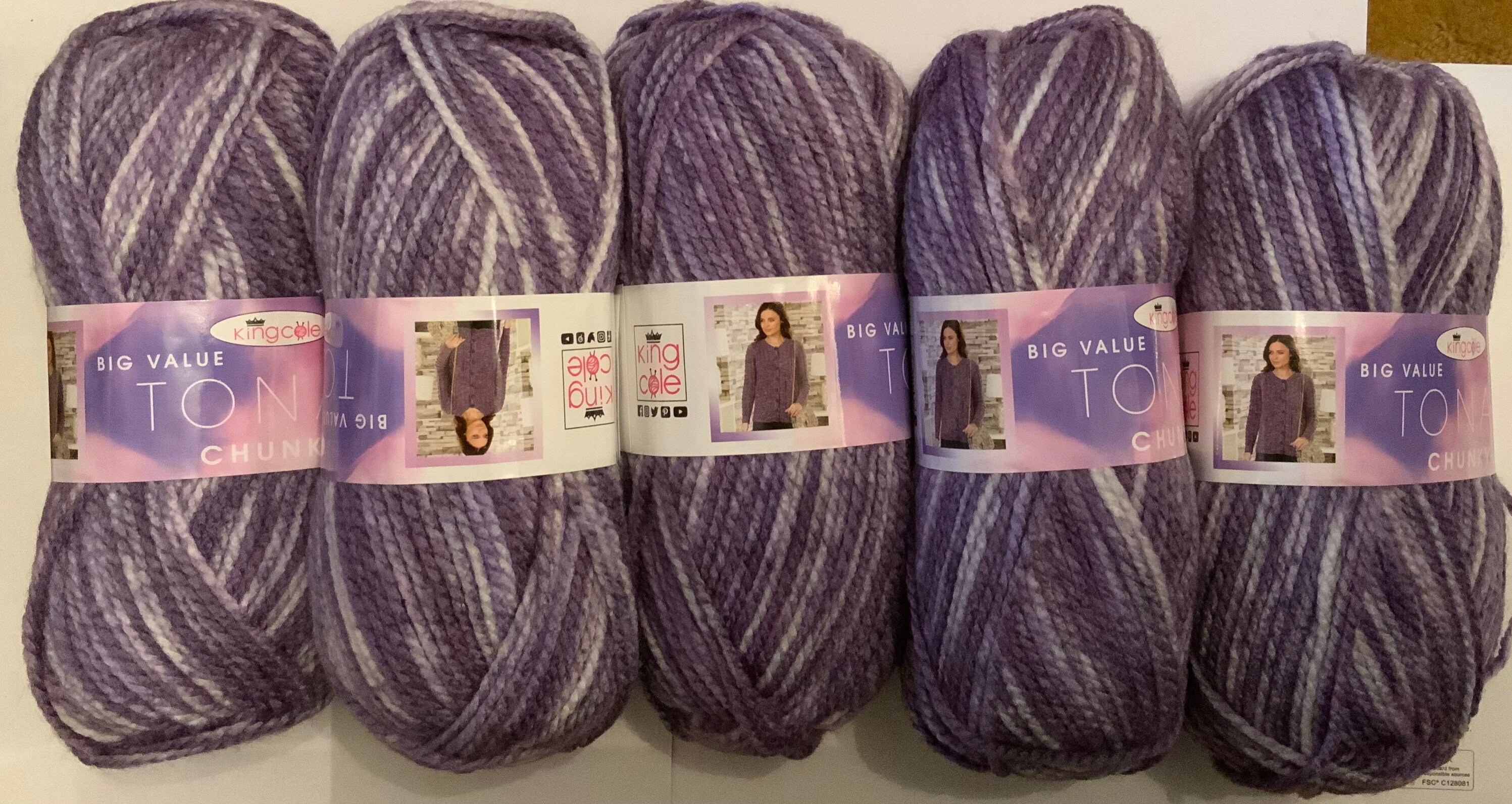 5 X 100g King Cole Big Value Tonal Chunky Amethyst. OFFER Etsy UK