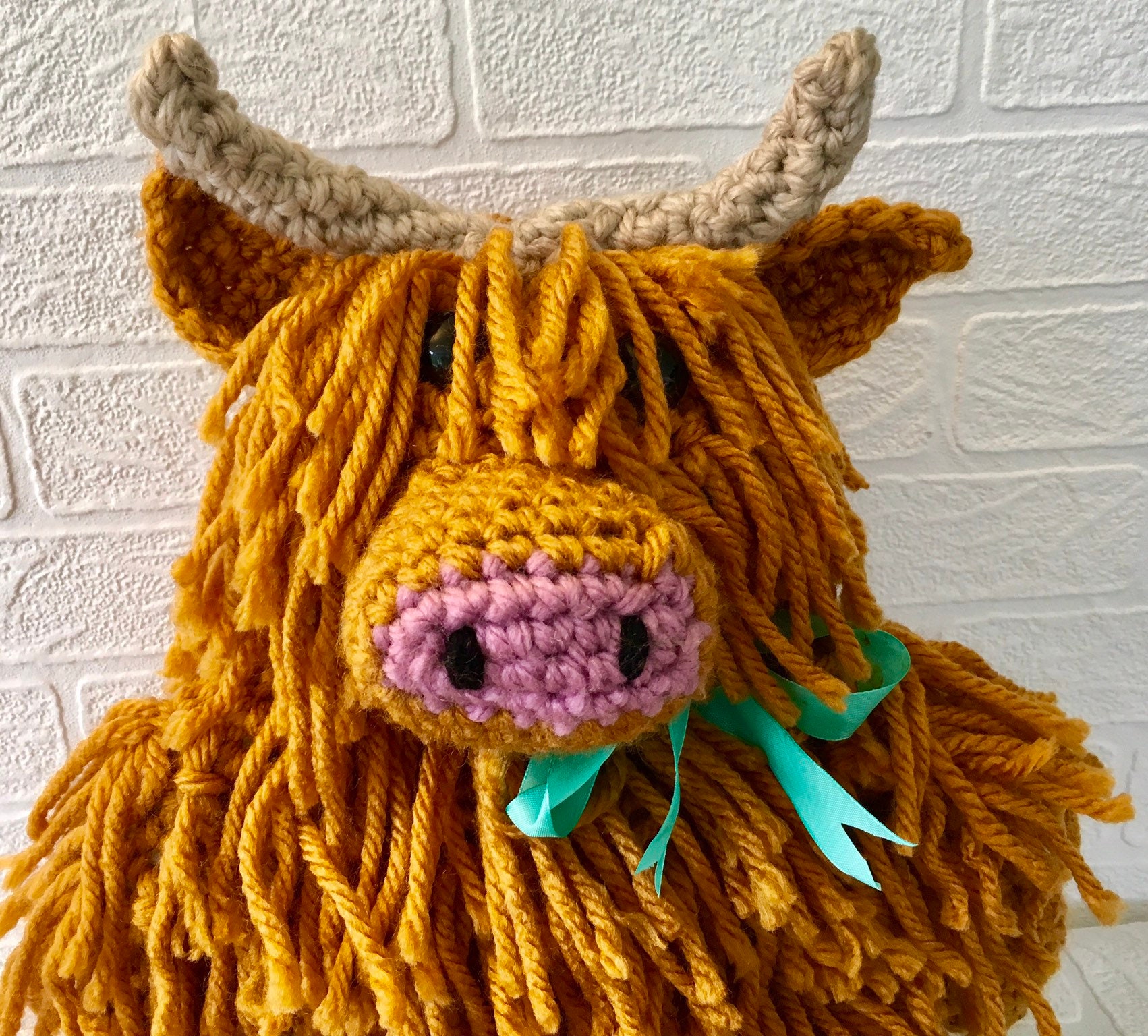 Highland Cow Large Crochet Kit. Includes Pattern, Yarn, Eyes Etc. Stands  Approx 18 Tall 