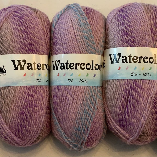 5 X 100g Cygnet Yarns Watercolour DK - WINTER ROSE