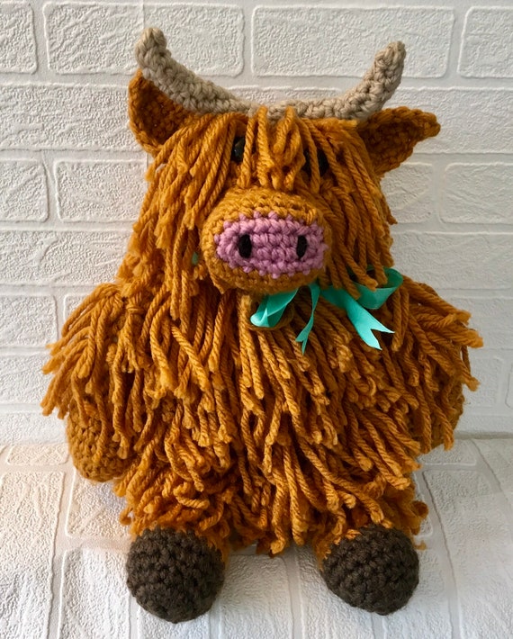 Highland Cow Large Crochet Kit. Includes Pattern, Yarn, Eyes Etc