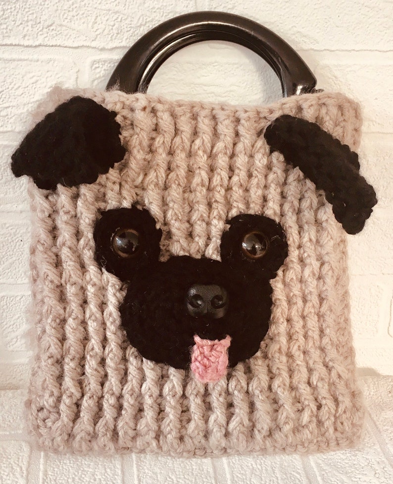 PUG dog handbag crochet kit. To include all yarn handles Etsy