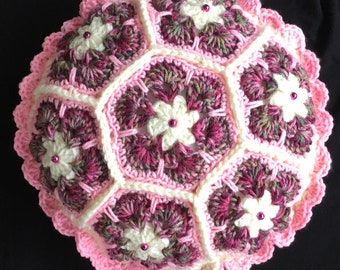 Spring Flowers Cushion Crochet kit. Kit includes all yarn, cushion inner pattern etc.