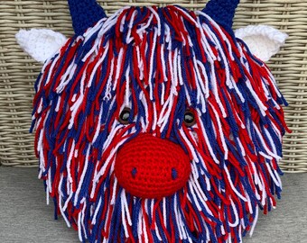 Jubilee Highland Cow crochet cushion/pillow pattern