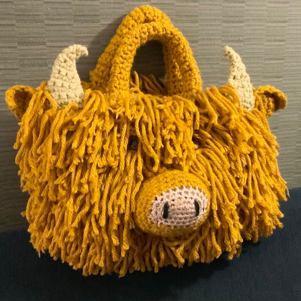 Highland Kuh große Tote Bag Häkelanleitung