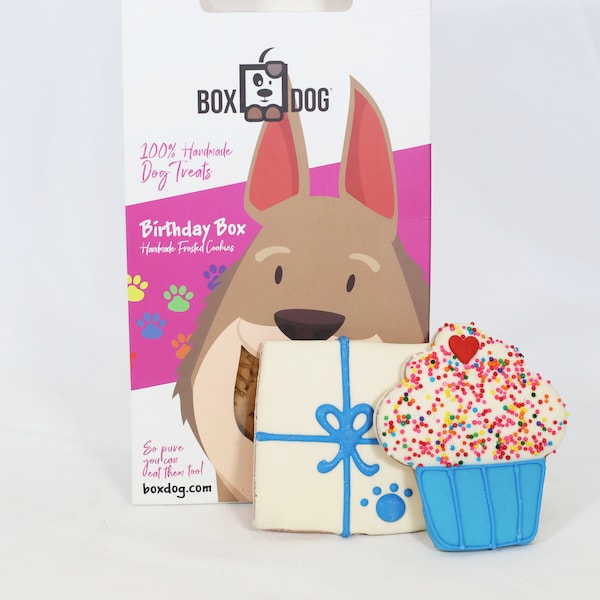 BoxDog Handmade Birthday Frosted Cookies for Dogs I Dog Treats You Can Eat Too!