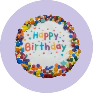 Edible Image Multicolor Sprinkle Dog Birthday Cake or Cupcake