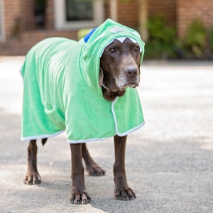 BoxDog Bathrobe Wearable Microfiber Dog Towel with Monster Hoodie | Soft Dog Bathrobe