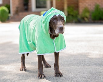 BoxDog Bathrobe Wearable Microfiber Dog Towel with Monster Hoodie | Soft Dog Bathrobe