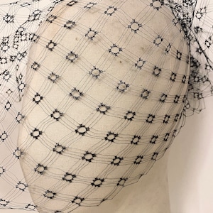 Vintage Black Millinery Veiling – Intricate Wide Silk Rayon Mix (1940s-1950s)