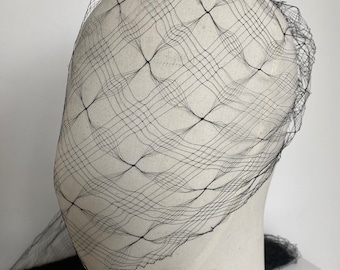 Authentic Vintage Black Millinery Veiling 1940s - 1950s. Intricate design and beautiful detail.