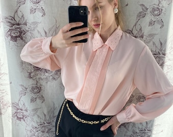Vintage peach colour blouse with embroidery