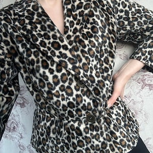 Vintage velvet animal print blazer, elegant women’s leopard jacket