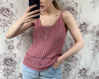 Vintage pink knitwear top, feminine women’s knit top