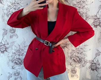 Vintage red blazer, women's elegant and classy jacket
