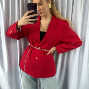 Vintage red pink blazer, elegant women&#39;s jacket