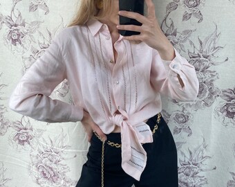 Camicia rosa lino vintage