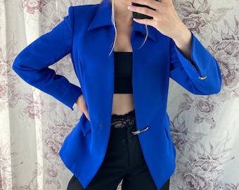 Blazer vintage blu di classe, giacca elegante