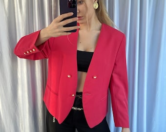 Blazer rosa vintage, giacca da donna elegante e di classe