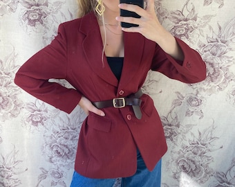 Blazer rosso vintage, giacca elegante di classe