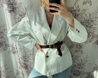 blazer vintage rayé à double poitrine, veste élégante